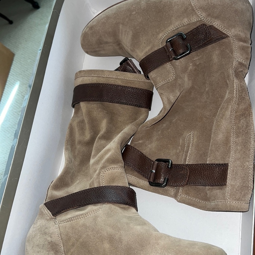 Marc Fisher - calf length tan leather boots